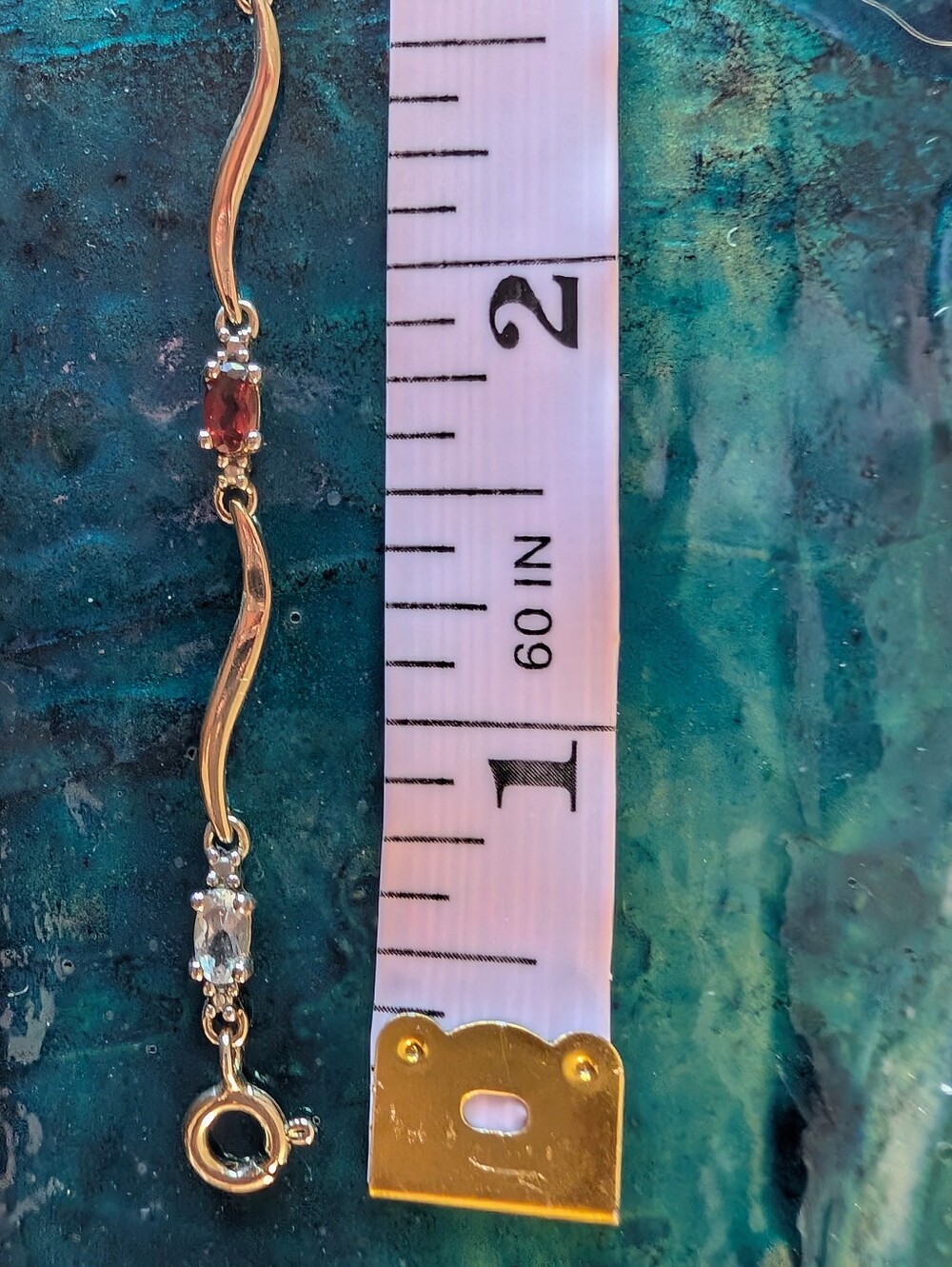 Delicate Multi-Gemstone Gold Plated Sterling Silver Bracelet Topaz Garnet 7.5" - Picture 10 of 16